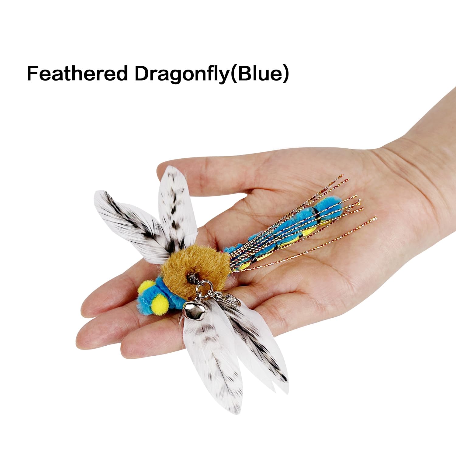 3 Pack Cat Feather Toys - Realistic Insect Simulation (Dragonfly & Grasshopper) Refill Feathers for Cat Wand Toys - Interactive Play for Kittens & Adult Cats - Perfect for Indoor Exercise & Bonding