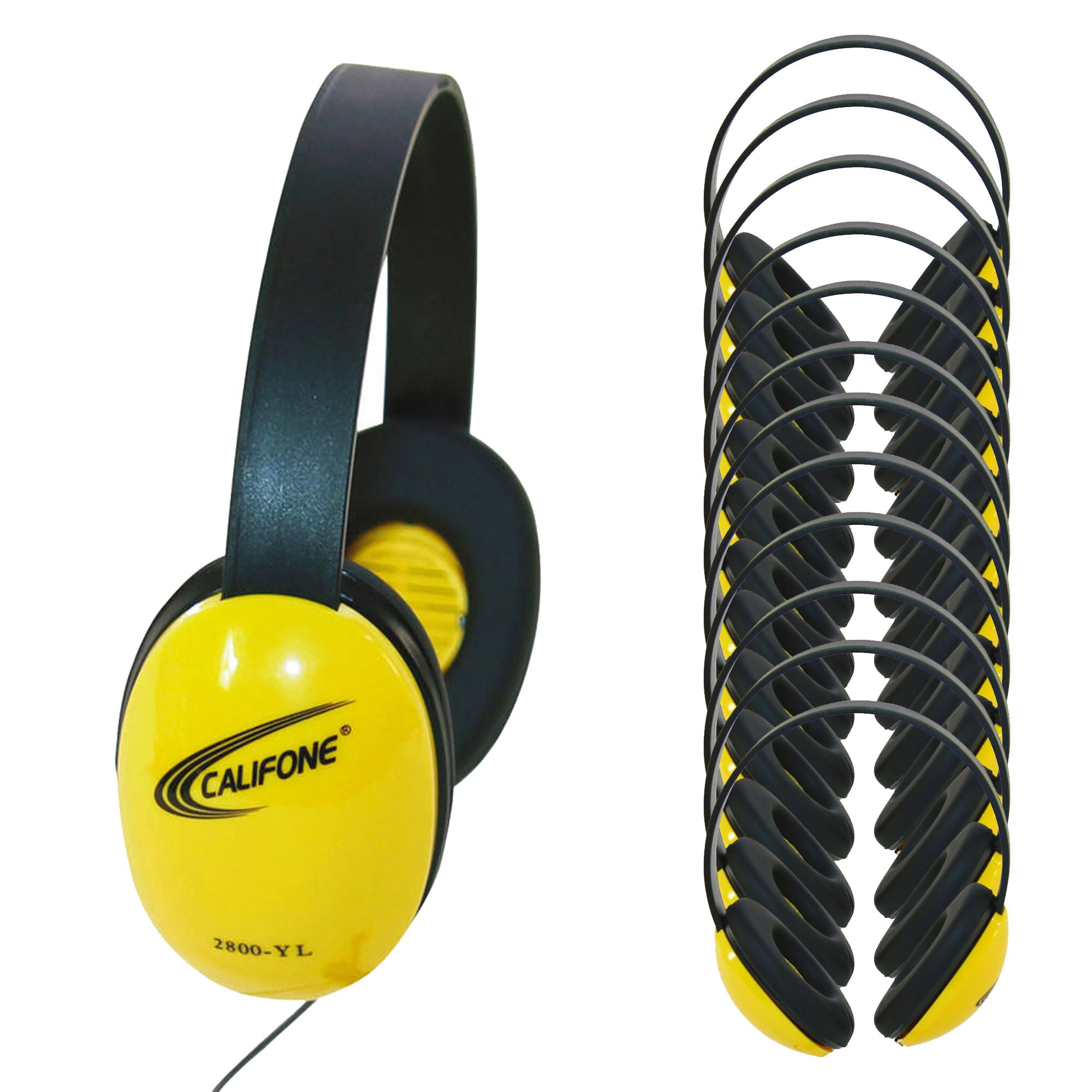 **Califone 2800-YL Kids Stereo Headphones Bundle - Yellow (12 Pack) - Durable & Comfortable for School, Online Learning & Classroom Use**