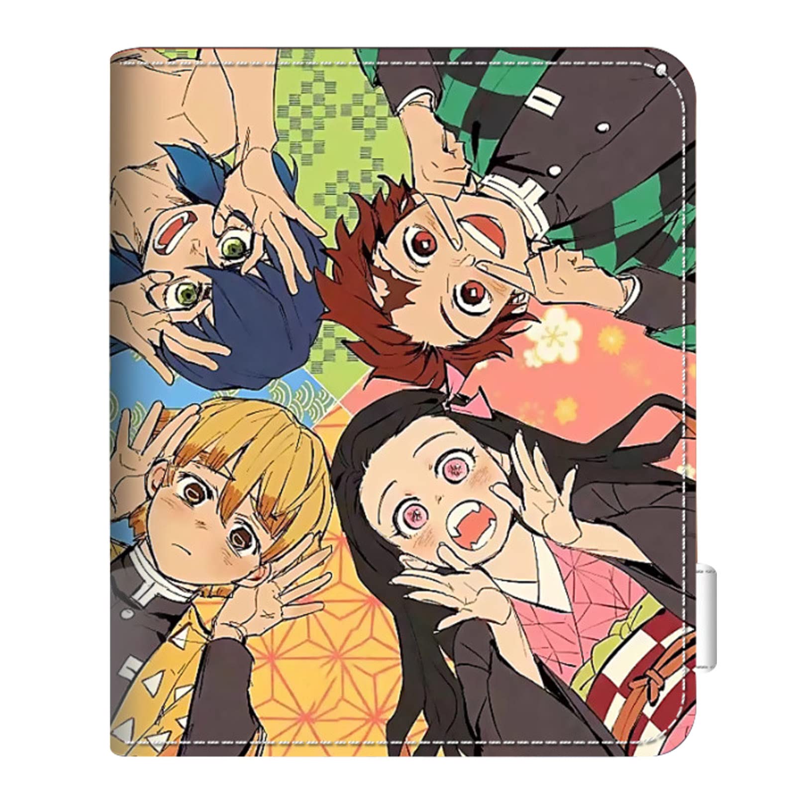 Demon Slayer Anime Bifold Wallet - Genuine Leather Wallet with 1 Cash Slot, 5 Card Slots & ID Window - Compact Snap Wallet (3.5x4.6x0.7 Inch) - Perfect for Anime Fans, Cosplay & Daily Use