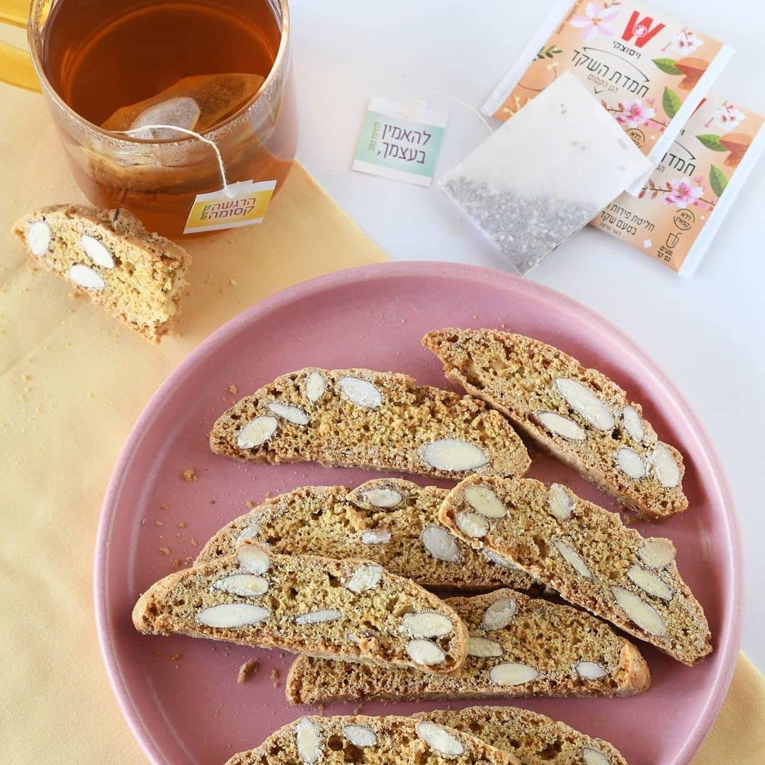 Wissotzky Almond Charm Herbal Tea Bags - 4 Pack (80 Bags Total) | Caffeine-Free, Premium Fruit & Herbal Infusion | Perfect for Relaxation, Afternoon Tea & Gift Giving