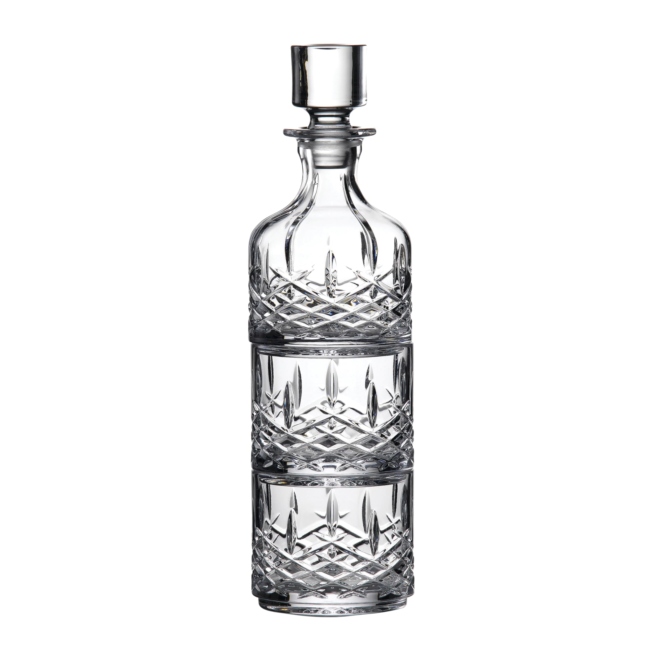 Crystal Waterford Markham Stacking Decanter & Tumbler Set - Elegant Whiskey Decanter with Glasses for Home Bar, Gift & Entertaining