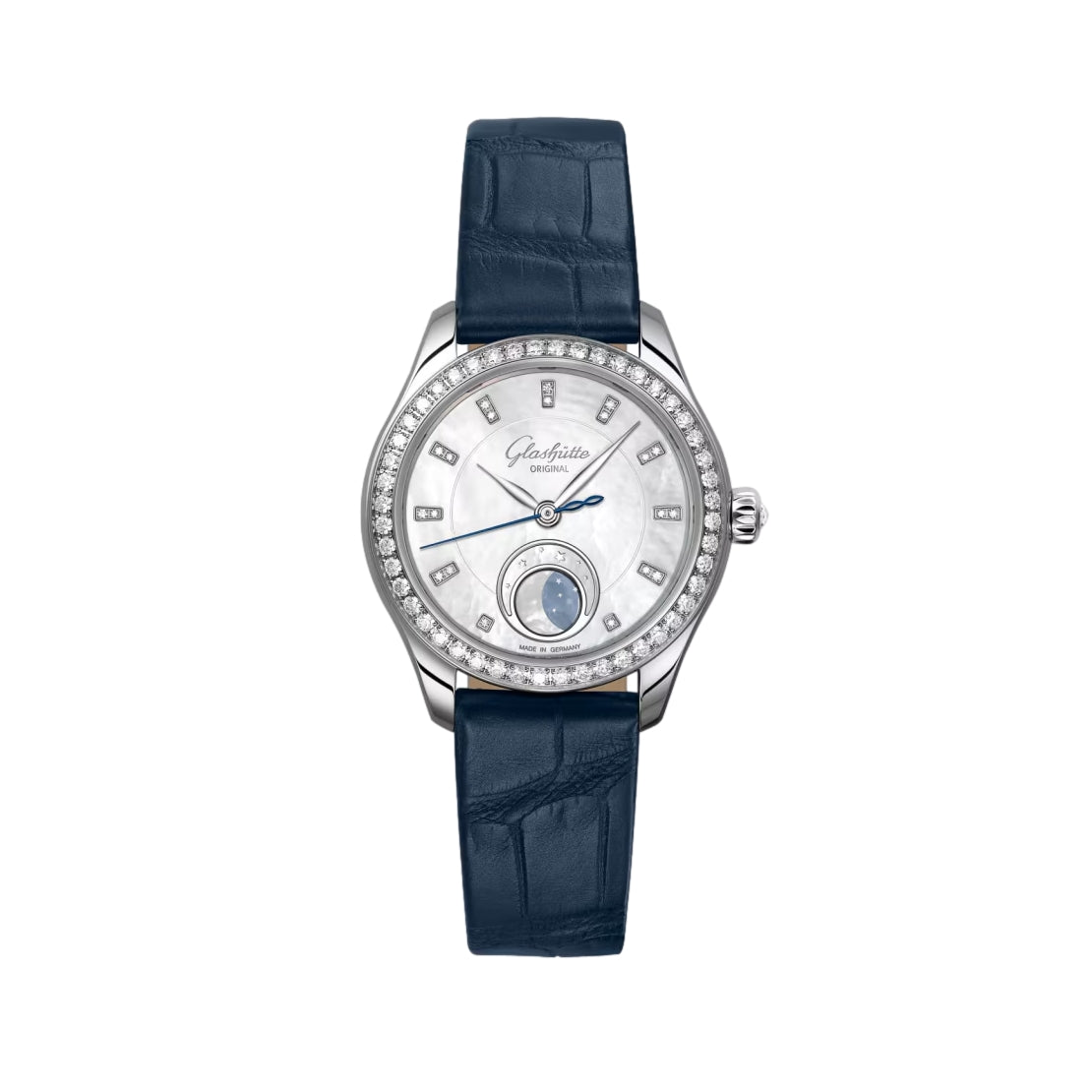 Serenade Luna Diamond Automatic Watch 32.5mm Mother of Pearl Dial with Genuine Leather Strap - Elegant Women's Dress Watch for Office, Party & Special Occasions