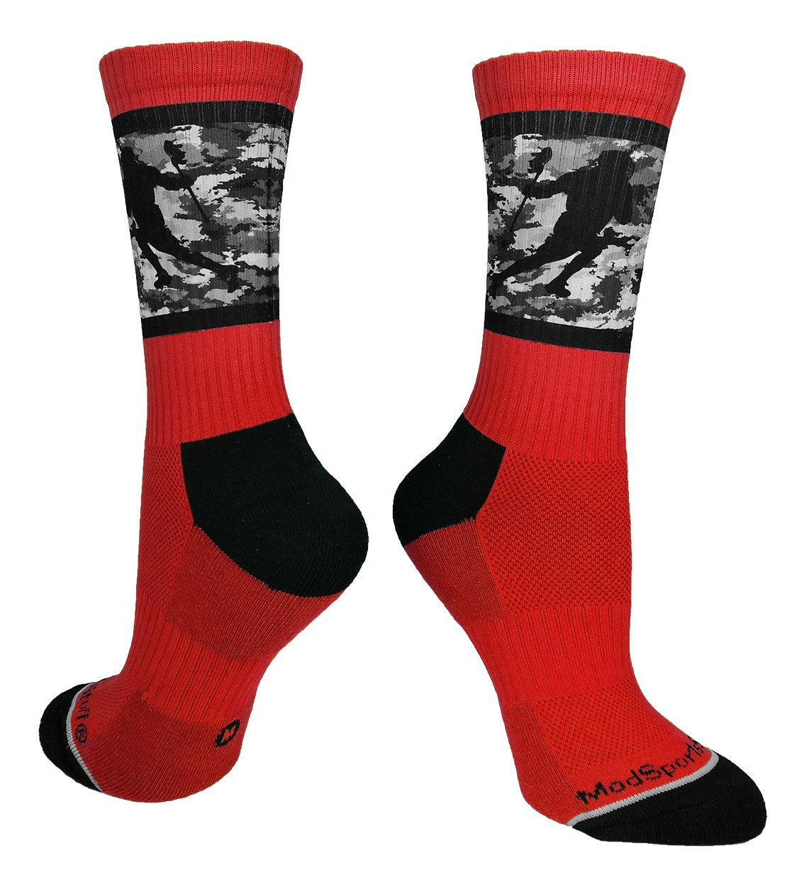 MadSportsStuff Lacrosse Socks - Performance Crew Socks with Camo Player Design | Moisture-Wicking & Breathable for Men & Women | Perfect for Lacrosse Games, Training & Sports Enthusiasts (Multiple Colors)