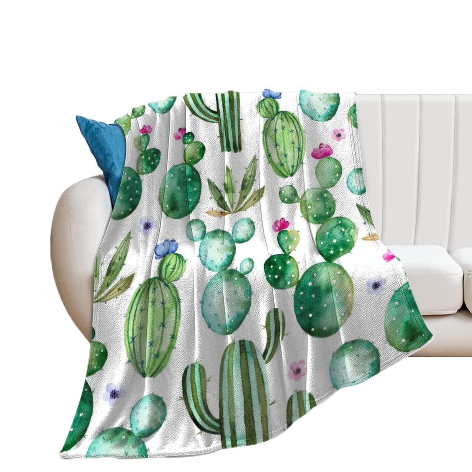 Cactus Fleece Blanket - Ultra Soft Anti-Pilling Winter Throw Blanket for Kids & Toddlers - Lightweight Flannel Blanket Gift for Girls & Boys (50x40 Inches) - Perfect for Nursery, Bedroom, and Sofa Snuggling