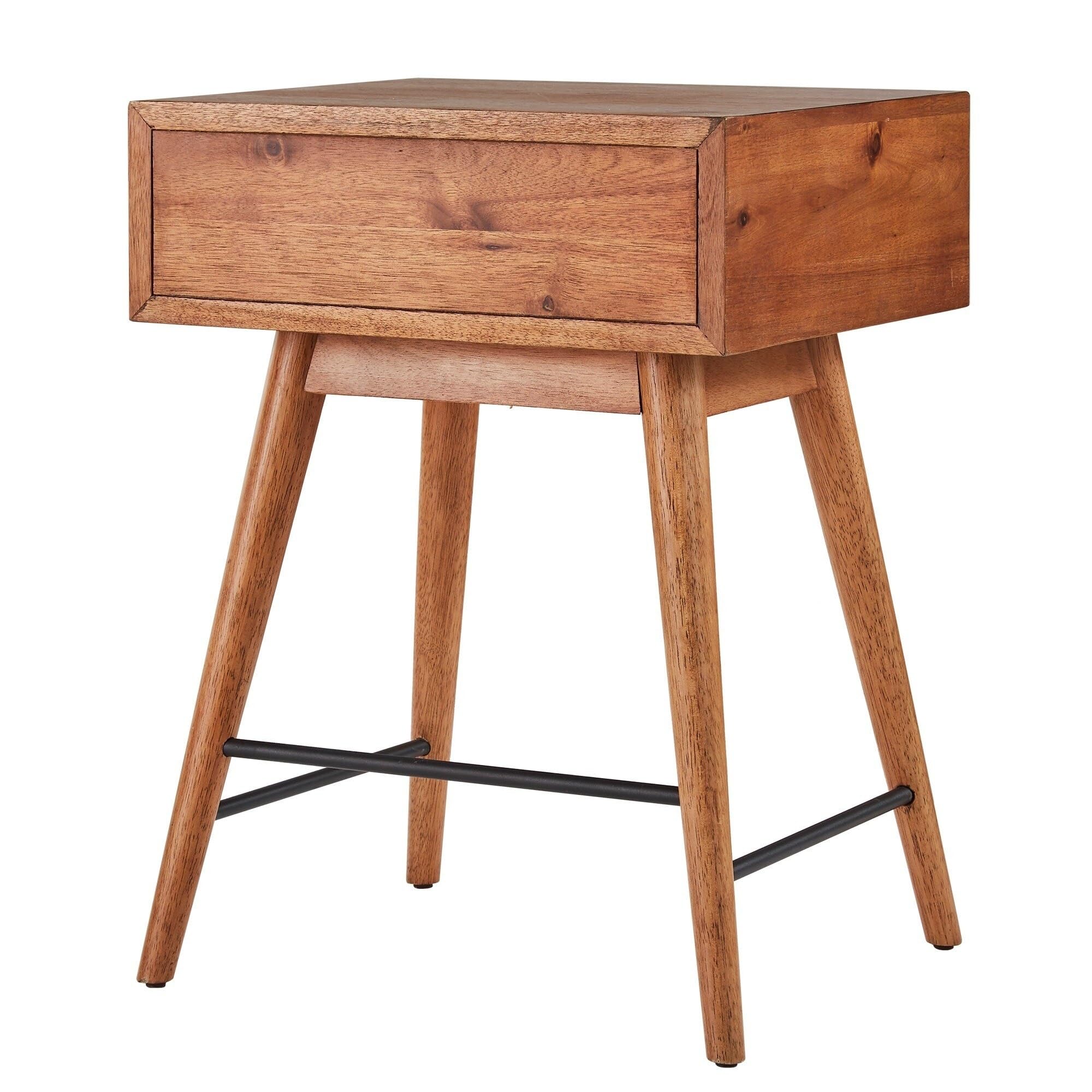 Modern Brown Inspire Q Aksel Wood 1-Drawer End Table - Nightstand for Bedroom, Living Room, or Office - Solid Wood Side Table with Storage