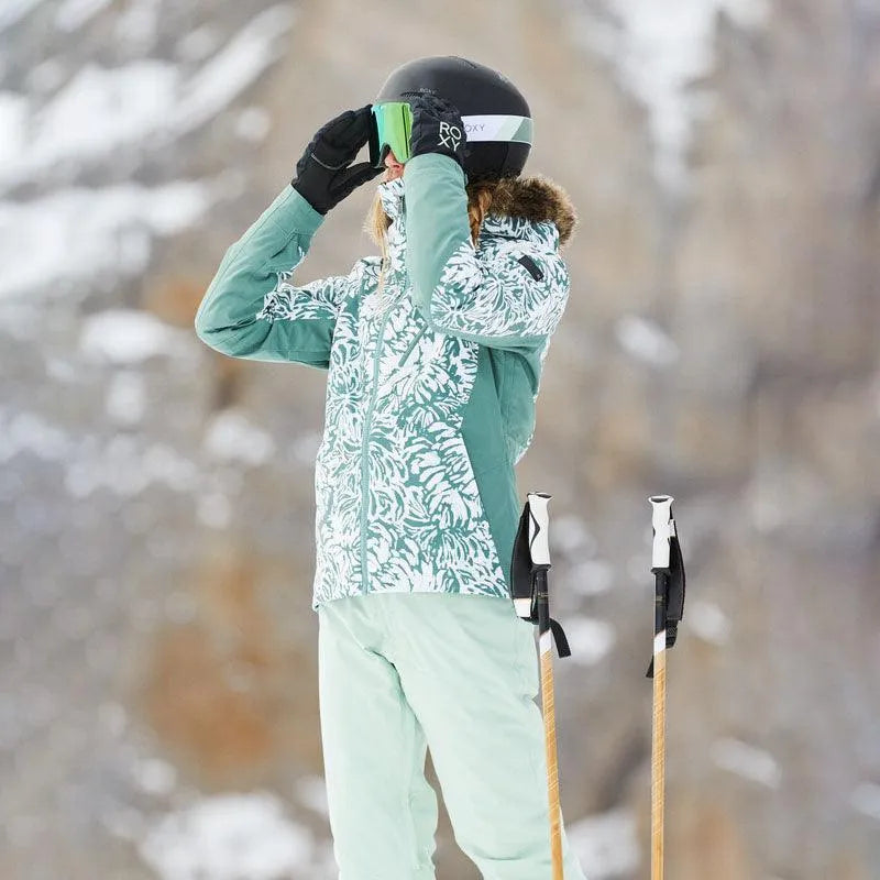 Roxy Premium Green Snow & Jet Ski Jacket - Waterproof Winter Coat for Women - Perfect for Skiing, Snowboarding & Water Sports Adventures