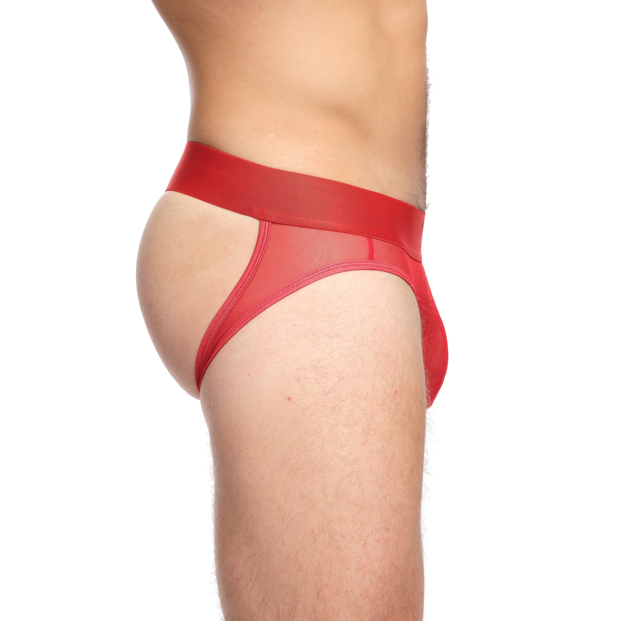 Just The Bones Sheer Y Jock Red - Comfortable & Stylish Men's Underwear for Workout, Sports & Everyday Wear