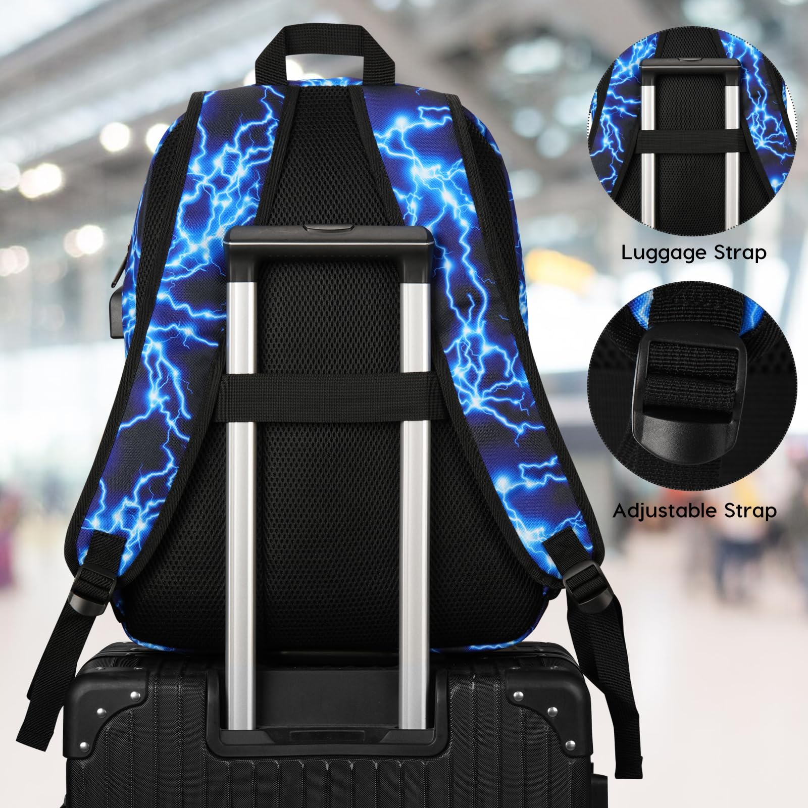17.3 Inch Lightweight School Backpack for Men & Teen Boys - USB Charging Port Bookbag for High School & College - Perfect for Daily Commute, Campus Life & Travel