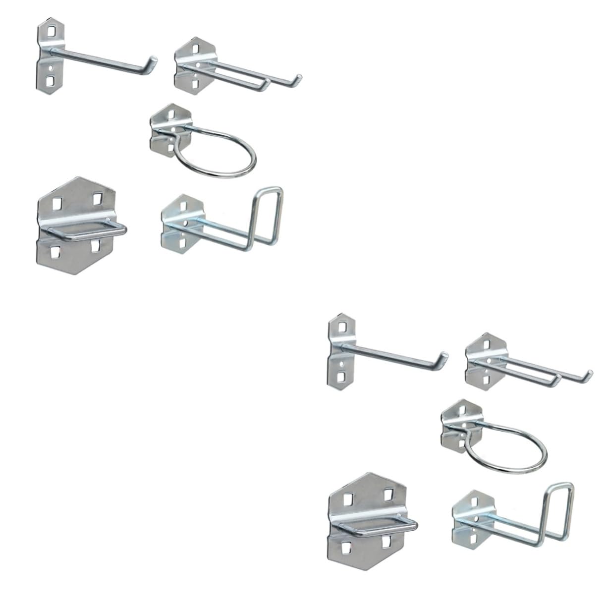 2 Sets Heavy Duty Iron Pegboard Hooks - Wall Mount Tool Organizer for Shovels, Rakes & Garden Tools - Garage & Workshop Storage Solution