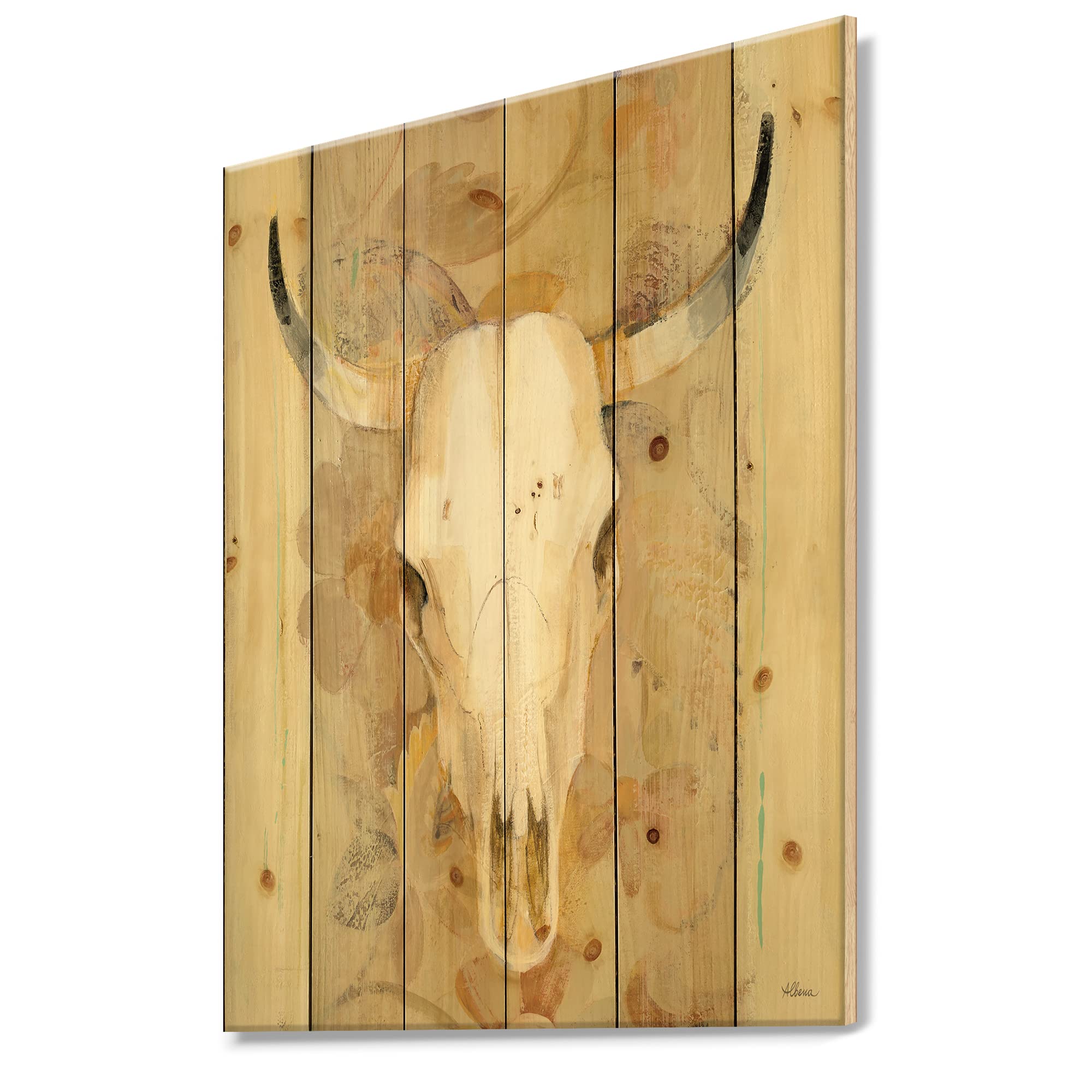 DesignQ Southwest Bones Traditional Wood Wall Decor - Brown Wood Wall Art with Large Animal Prints on Natural Pine - Perfect for Southwestern, Ranch, and Cabin Home Decor