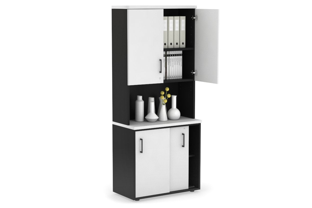 Modern Sliding Door Credenza Hutch with Storage Doors - 31.5