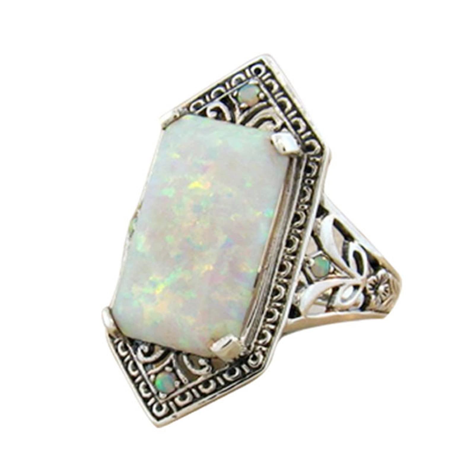 Vintage Square Faux Gemstone Ring for Women - Geometric Fashion Jewelry Gift Set for Teens & Girls - Perfect for Parties, Dating & Everyday Wear