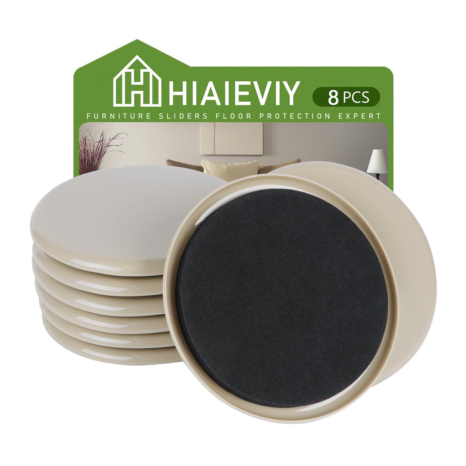 Heavy Duty 8-Piece 5-Inch Furniture Sliders for Carpet - Reusable Chair Leg Floor Protectors for Effortless Moving & Surface Protection | Perfect for Sofas, Beds, Tables & Home Office Furniture