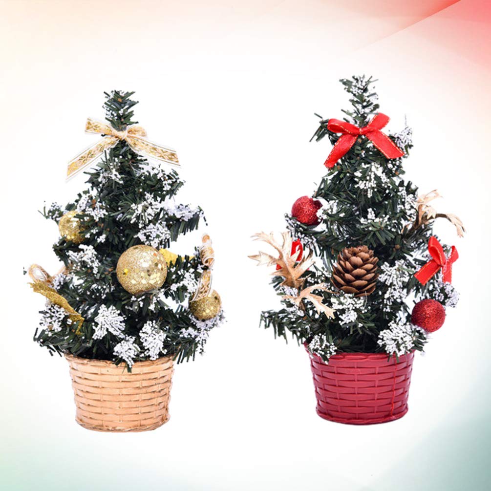 VOSAREA 2-Pack Mini Artificial Pine Christmas Trees - Xmas Table Decor, Wedding Centerpiece, Holiday Ornaments for Festive Home & Party Decorations | Perfect for Christmas Tablescapes, Wedding Receptions, and Seasonal Home Styling