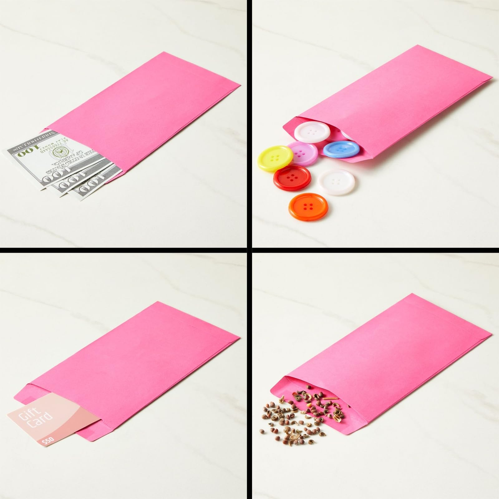 100 Pack Pink Money Envelopes for Cash, Payroll, Savings & Coins - 6.5x3.5 Inch Small Business & Personal Finance Organization - 100 GSM Durable Paper - Perfect for Tipping, Gifts, Budgeting & Money Management