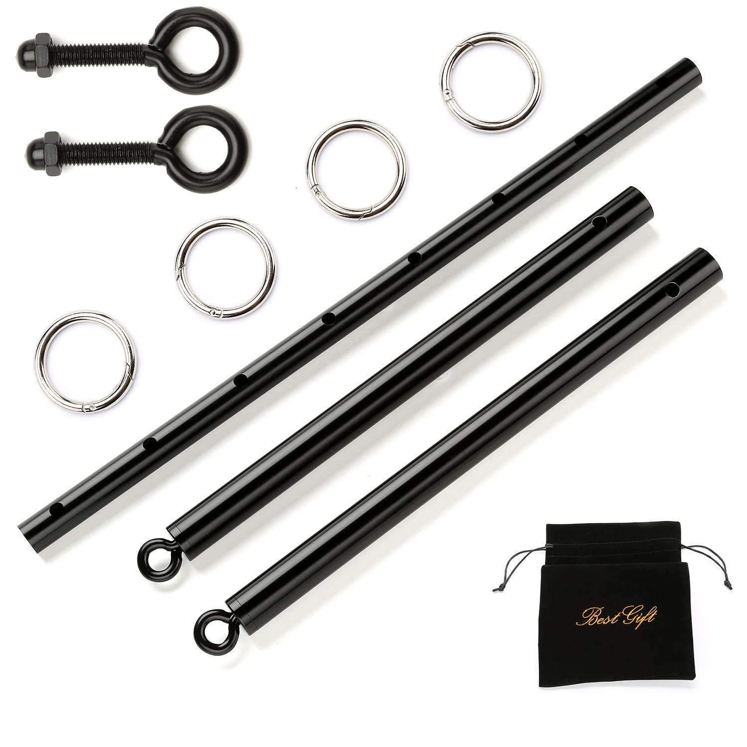 EXREIZST Black Adjustable Spreader Bar Set for Strength Training - Heavy Duty Home Gym Equipment for Pull Ups, Resistance Bands & Fitness Workouts - Perfect for CrossFit, Weightlifting & Home Exercise