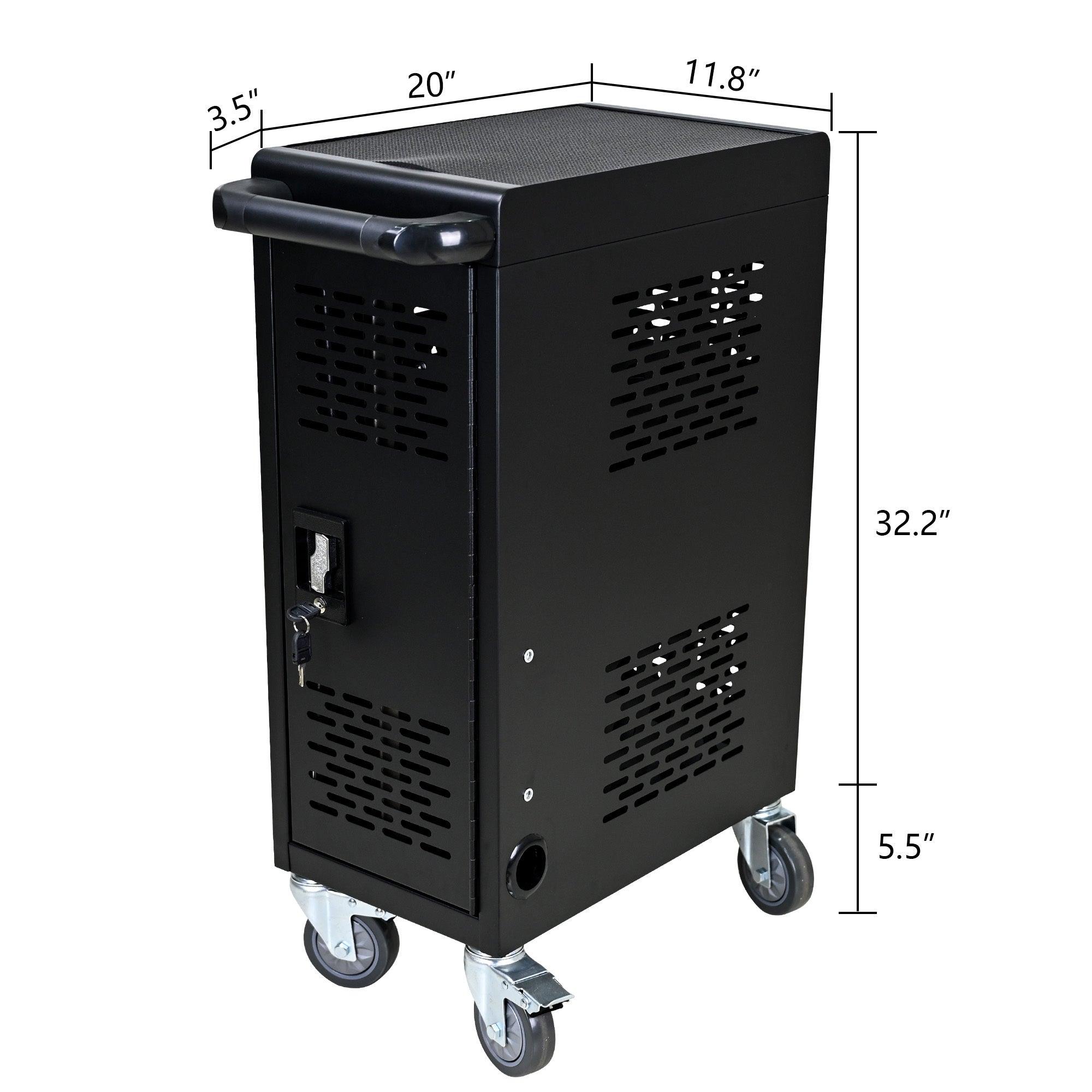 16 Compartment Locking Charging Station for Laptops & Chromebooks - Secure Black Storage Cabinet with Removable Dividers | Perfect for Schools, Offices & Tech Labs