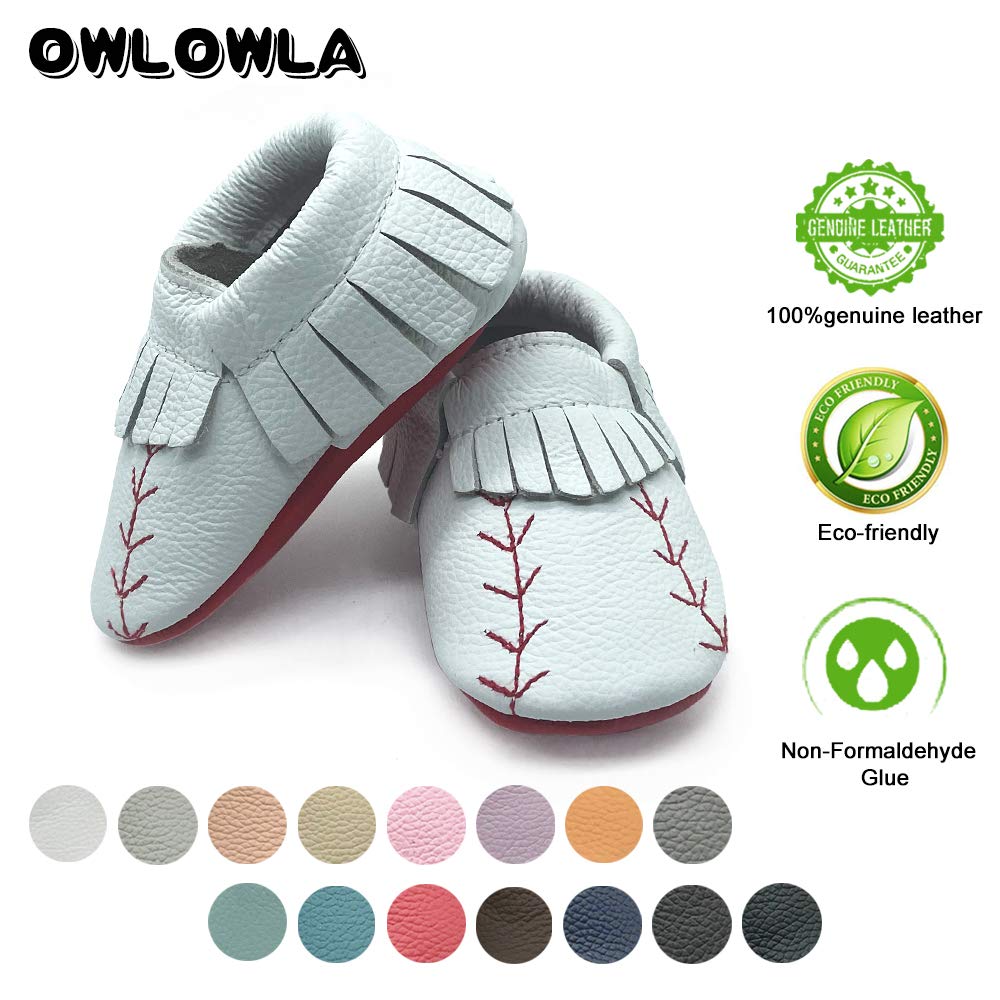 OWLOWLA Baby Moccasins - Soft Leather Shoes for Infants & Toddlers - Perfect for First Steps