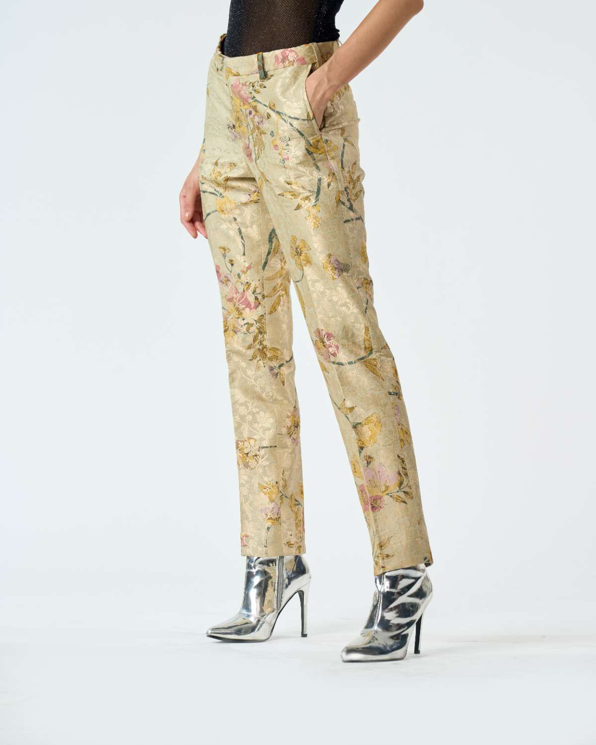 Elegant Classic Silk Brocade Trousers in Mint Green - Perfect for Formal Events, Weddings & Special Occasions