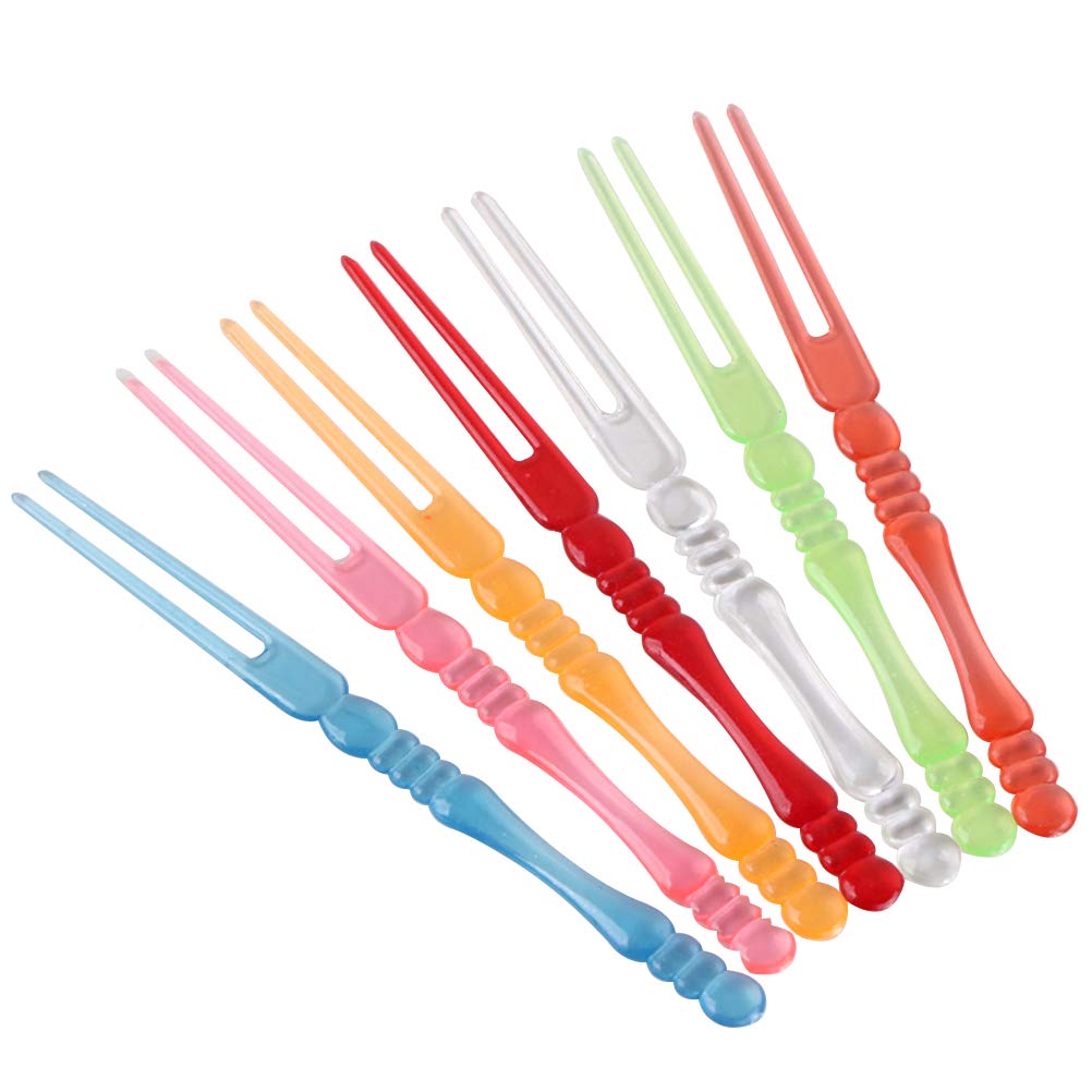 Colorful Cabilock 80-Piece Plastic Fruit Forks - Disposable Appetizer Picks for Cupcakes, Cocktails & Party Snacks | Perfect for Birthday Parties, Baby Showers & Wedding Receptions