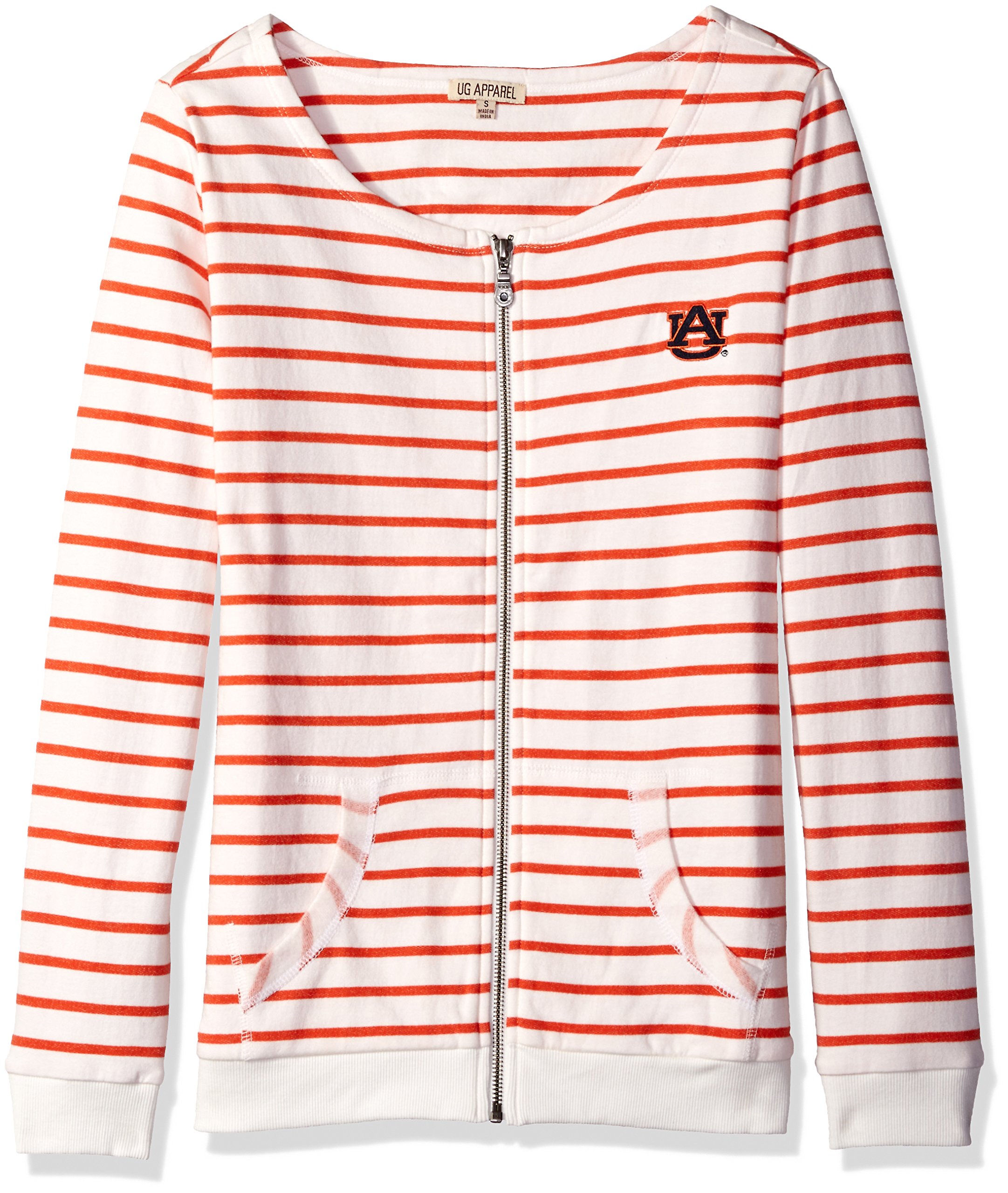 UG Apparel Women's Auburn University Tigers Striped Fleece Jacket | Warm & Cozy Pullover for Football Games & Campus Life