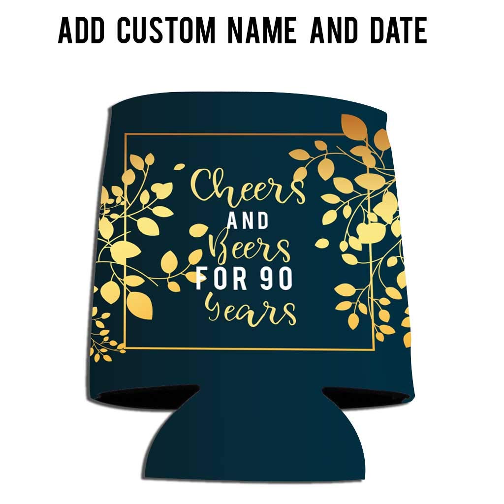 VictoryStore Custom 90th Birthday Party Can & Beverage Coolers - Personalized Beer & Drink Insulator for Celebrations, Gifts & Outdoor Events