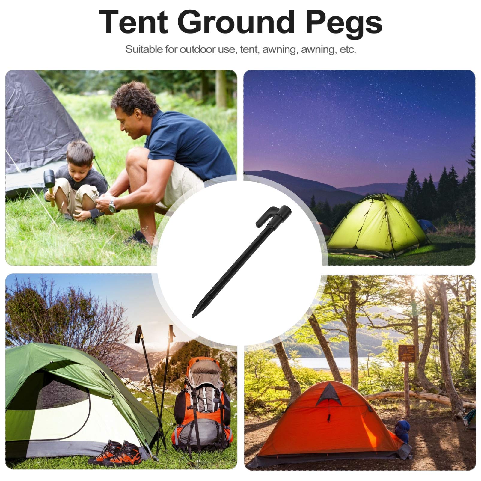 BESPORTBLE 50pcs Heavy Duty Plastic Tent Stakes - Durable Outdoor Camping Ground Pegs for Securing Tents, Canopies & Shelters - Perfect for Camping, Hiking, Beach & Backyard Use