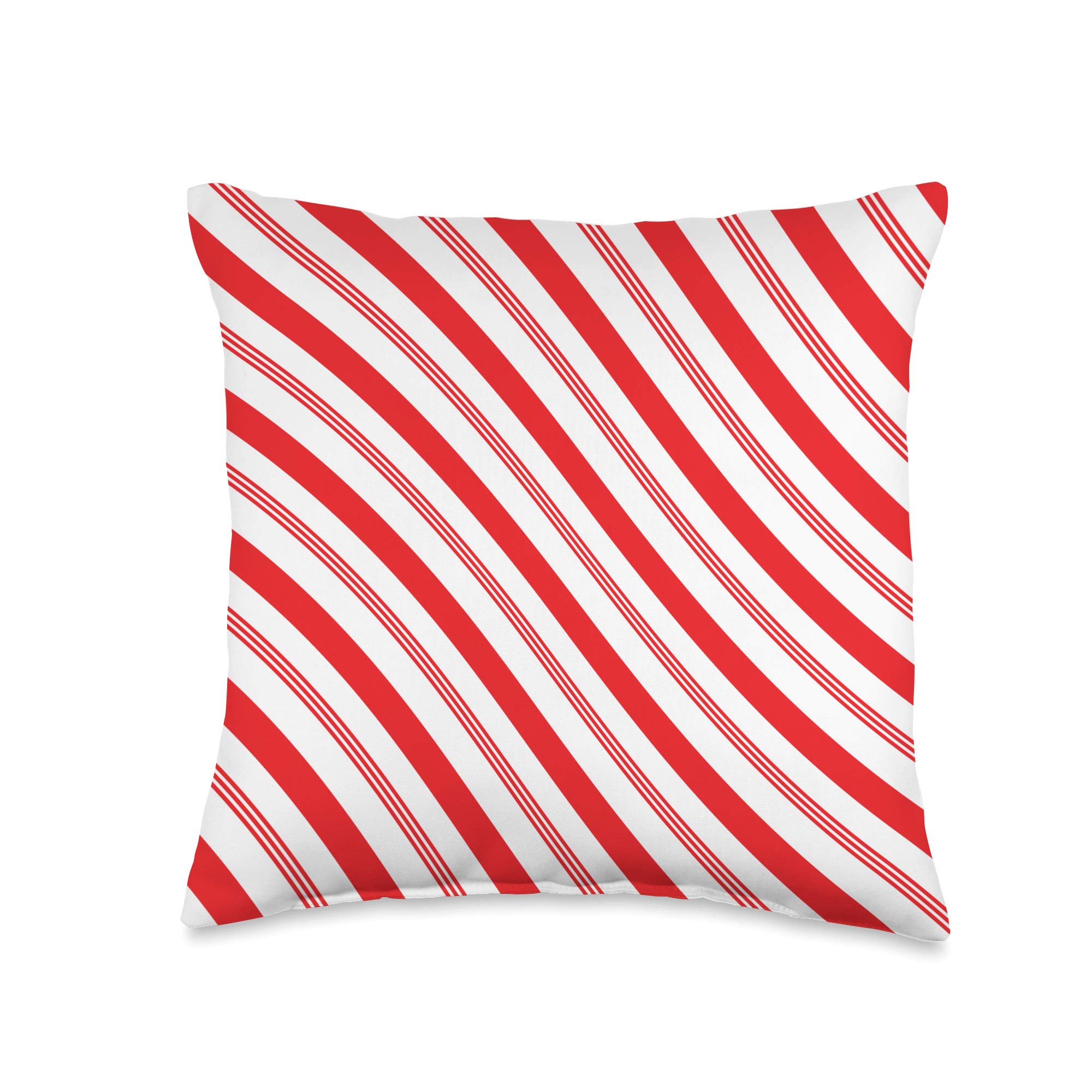 Red and White Peppermint Candy Cane Swirl Pattern Christmas Throw Pillow - Festive Holiday Decor for Sofa, Bed & Home