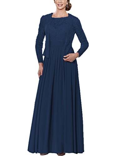 Elegant H.S.D Beaded Lace Mother of The Bride Dress with Long Sleeves Jacket - Formal Wedding Gown for Special Occasions, Ceremonies & Evening Events