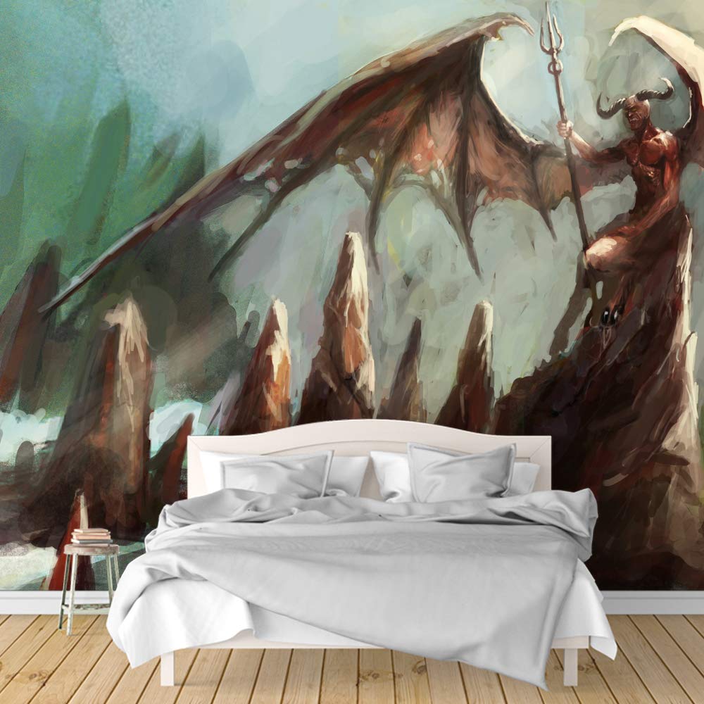 Dark Evil Dragon Removable Wallpaper - Peel and Stick Wall Mural for Bedroom Decor (100x144 inches) | Gothic Fantasy Theme | Perfect for Game Rooms, Teen Bedrooms & Home Theater Accent Walls