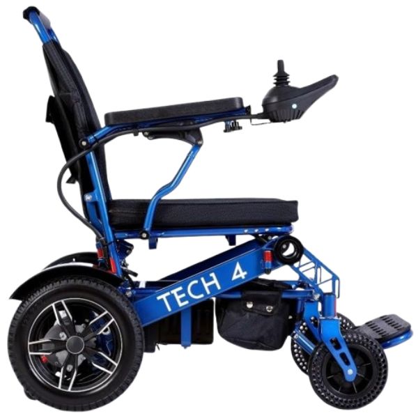 Tech 4 Folding Power Wheelchair with Remote Control - Lightweight Electric Mobility Scooter for Adults & Seniors - Indoor/Outdoor Use for Travel, Shopping & Daily Activities