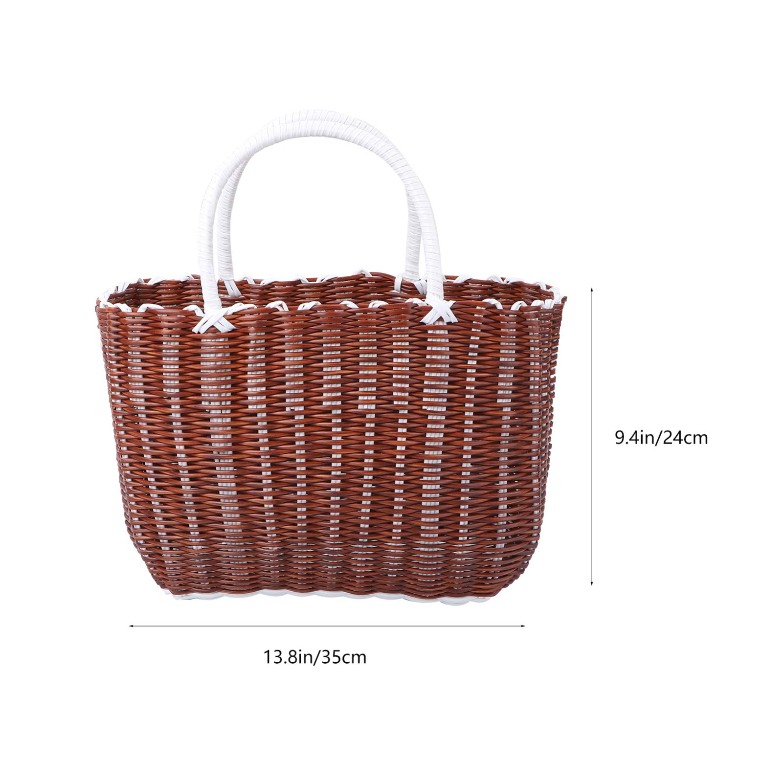 Eco-Friendly Plastic Woven Storage Basket with Handle - Rattan Style Shopping Tote for Groceries, Fruits & Home Organization - Perfect for Kitchen, Bathroom & Moroccan Market Shopping