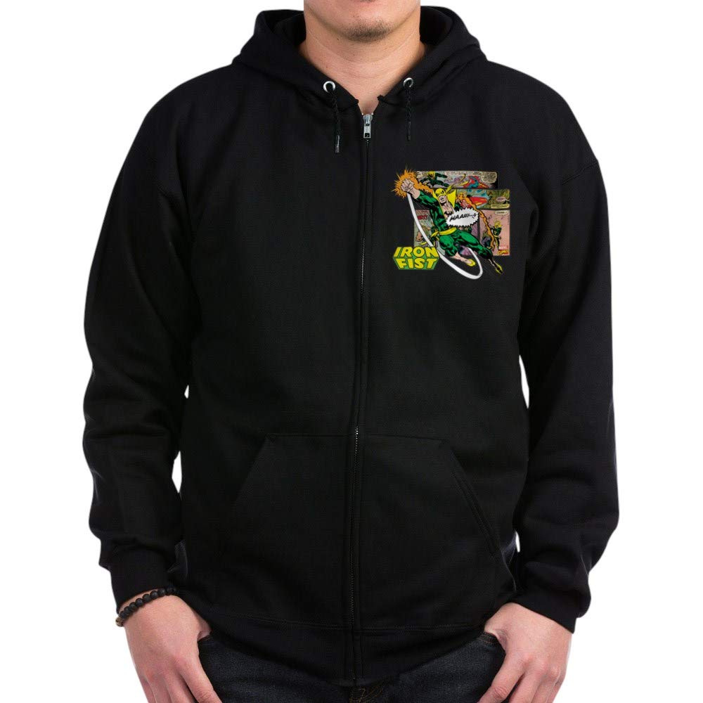 Marvel Iron Fist Zip Hoodie for Men & Women - Dark Color Pullover Hooded Sweatshirt | Casual Wear, Superhero Fan Gift, Cosplay Costume, Lounge & Street Style