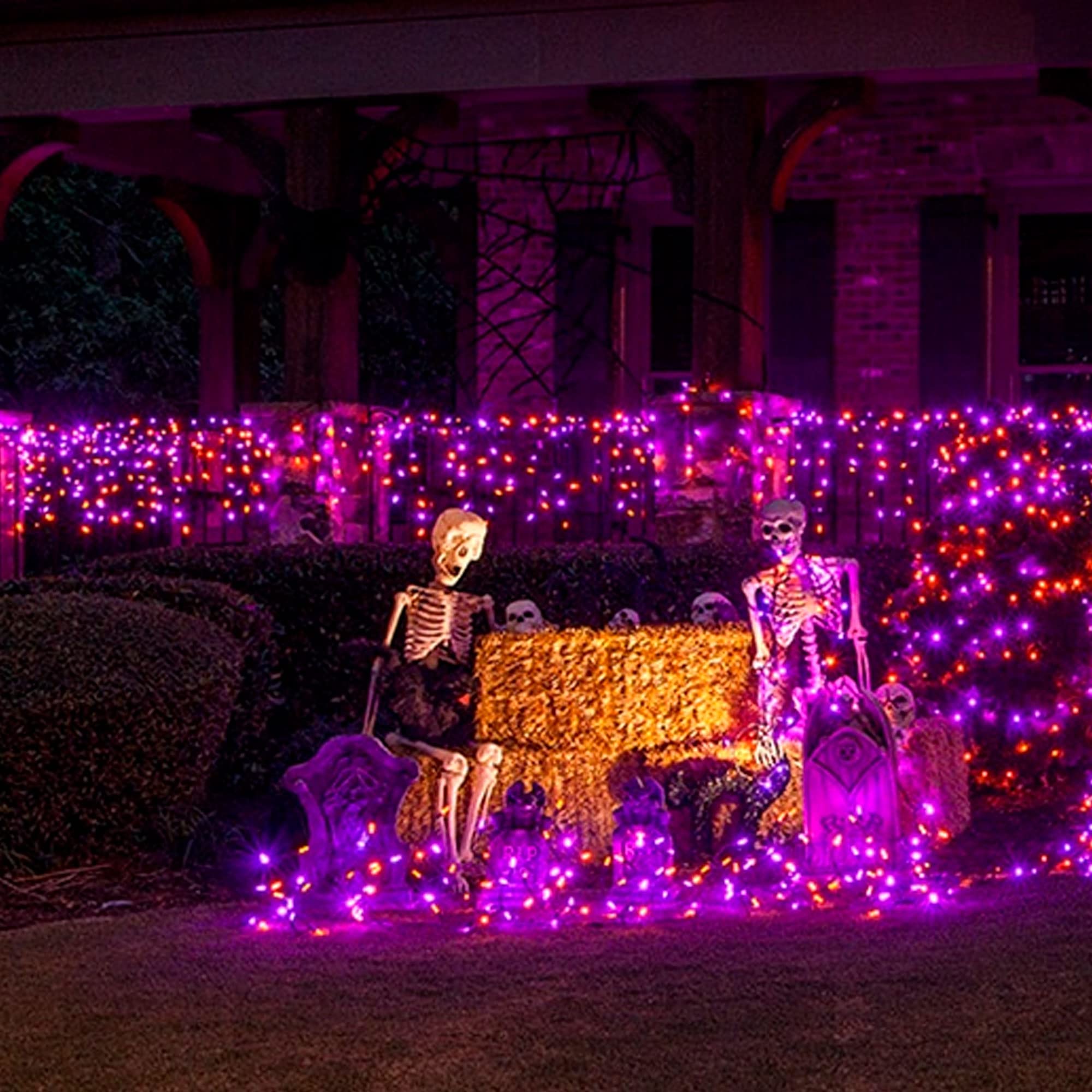 TW SHINE 50 LED 16FT Halloween String Lights - Orange & Purple Waterproof Outdoor Battery Operated Fairy Lights with 8 Lighting Modes for Patio, Garden, Party & Indoor Decorations | Perfect for Halloween, Christmas, Weddings & Home Ambiance