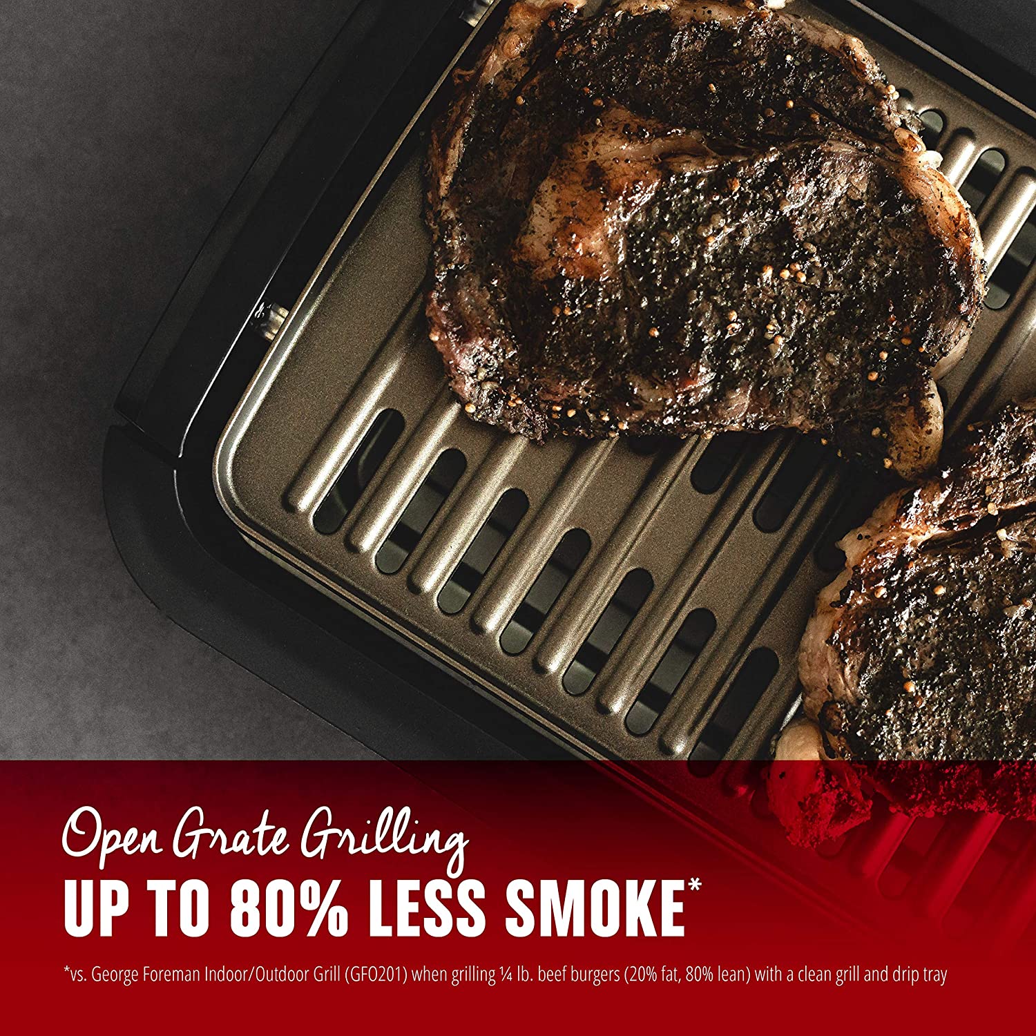 GEORGE FOREMAN Smokeless Indoor Grill - GFS0090BC | Certified & Warranty Included | Perfect for Healthy Cooking at Home, Apartments, or Small Kitchens