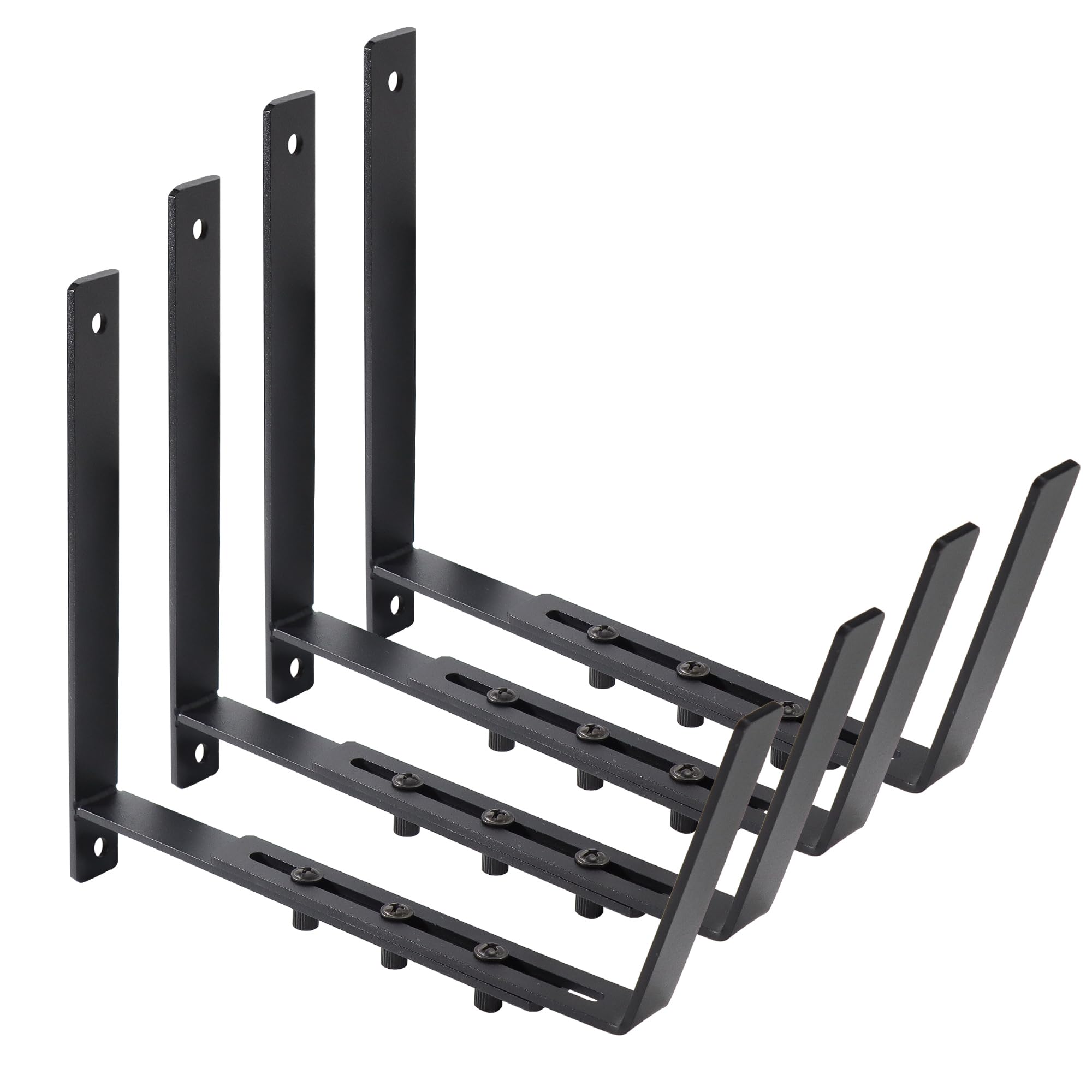 Heavy-Duty Adjustable Window Box Brackets (6'' to 12.5'') - 4 Pack Universal Planters Box Brackets for Wall Mount Flower Boxes - Perfect for Railing, Deck, Fence, Balcony, Window, Patio & Garden Decor