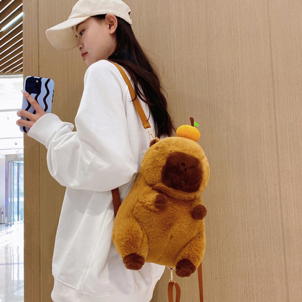 Y2K Kawaii Capybara Plush Backpack for Women - Cute Brown Travel Bag & Casual Daypack - Perfect Gift for Animal Lovers, Outdoor Adventures & School Use