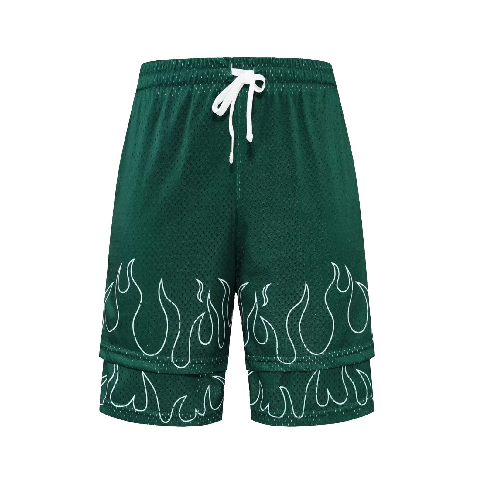 BOOMLEMEN Men's Basketball Shorts - Breathable Mesh Gym Workout Shorts with Graphic Print for Running, Training & Casual Wear - Perfect for Basketball, Jogging and Outdoor Sports