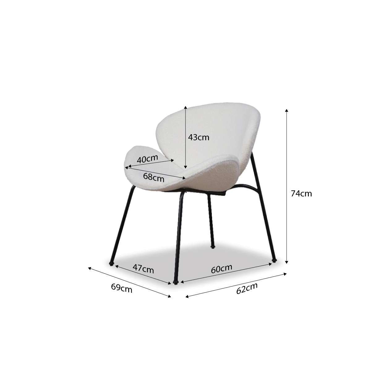 Apollo Occasional Chair - Cream Upholstered Accent Chair for Living Room, Bedroom, or Office - Modern Comfortable Lounge Seating for Home Decor