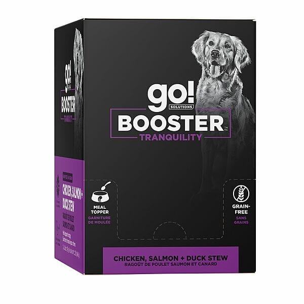 Go! Solutions Booster Tranquility Chicken, Salmon & Duck Stew Dog Food Topper - High Protein Grain-Free Wet Food for Dogs with Anxiety - Perfect for Mealtime Mix-Ins & Picky Eaters