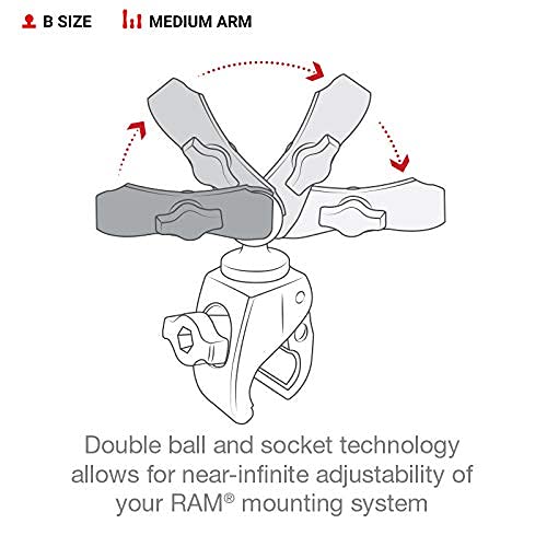 RAM MOUNTS X-Grip Small Phone Mount with RAM Tough-Claw Small Clamp Base & Medium Arm - Secure Motorcycle, ATV/UTV, Bike Mount for Navigation & Adventure