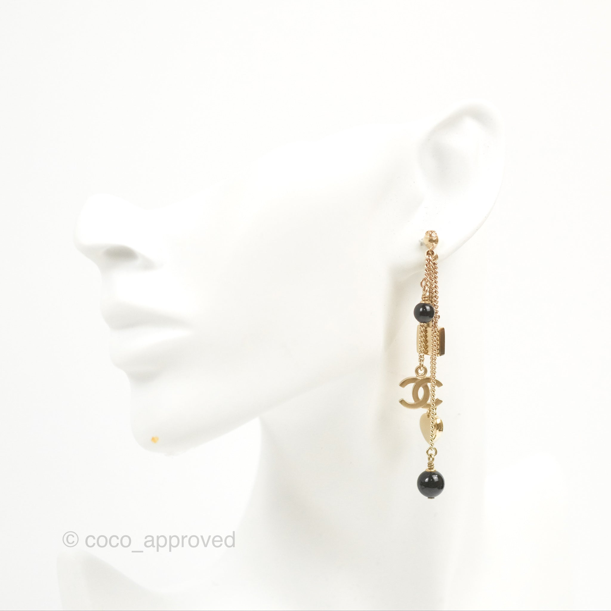 Chanel CC Charm Long Drop Earrings in Gold Tone - 18B Collection | Luxury Fashion Jewelry for Women, Perfect for Parties, Weddings & Special Occasions