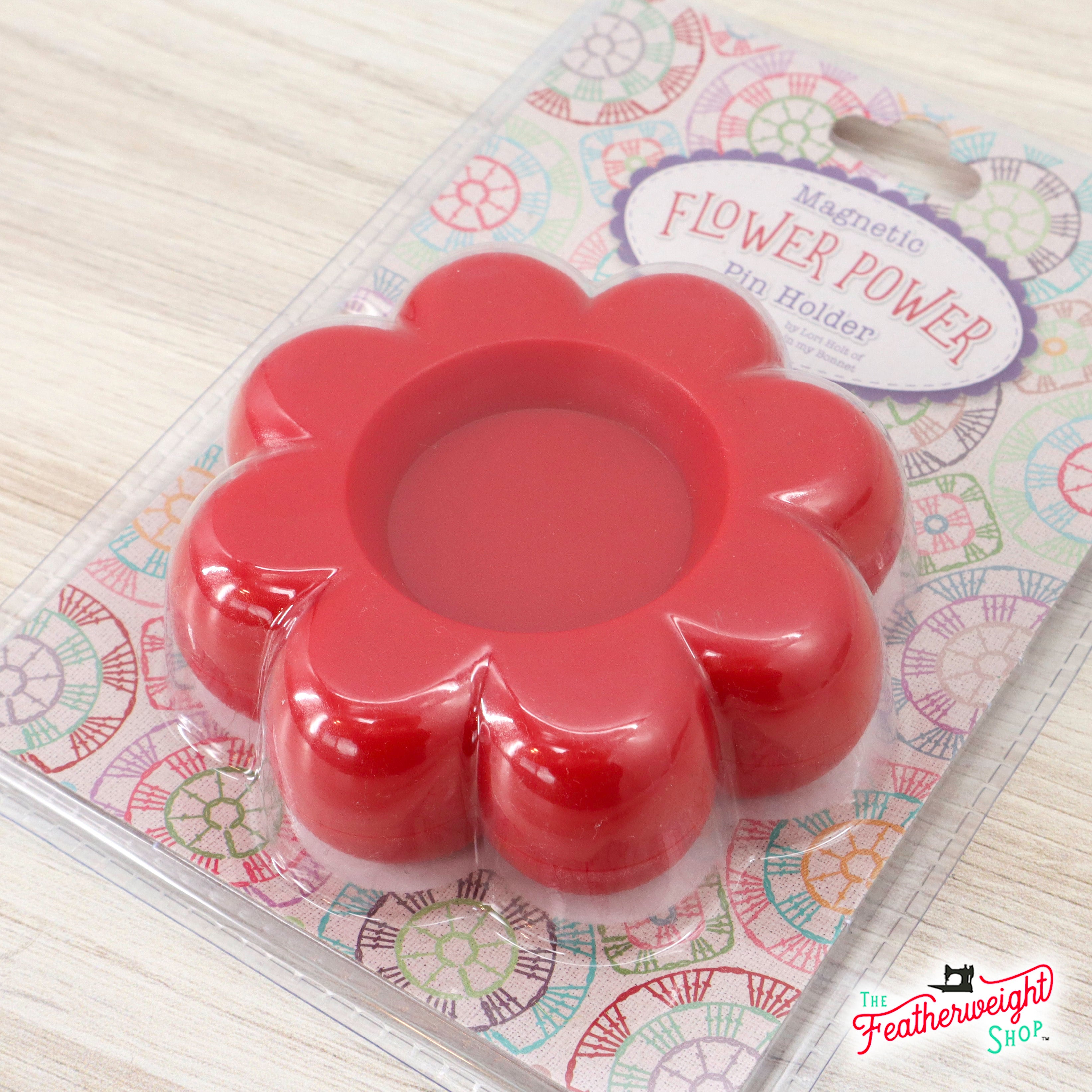 Lori Holt Magnetic Dish with Red Flower Power Design - Perfect for Organizing Pins, Needles & Craft Supplies | Ideal for Sewing Rooms, Quilting Projects & Craft Stations