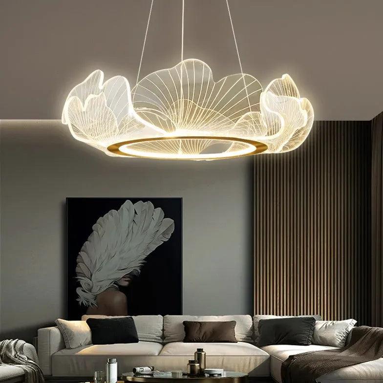 Elegant Gold LED Pendant Light with Delicate Petal Design - Perfect for Bedroom, Dining Room & Living Room Decoration