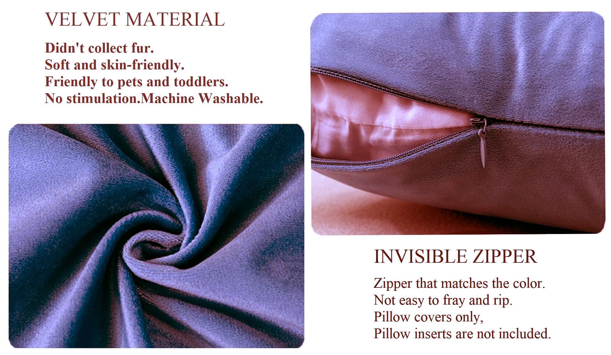 Velvet Pillow Covers Set of 2 - 18x18 Inch Soft Square Decorative Throw Pillow Cases for Sofa, Bed, Couch & Car - Luxurious Purple Velvet Cushion Covers (45x45 cm) - Perfect for Home Decor, Living Room & Bedroom Accents