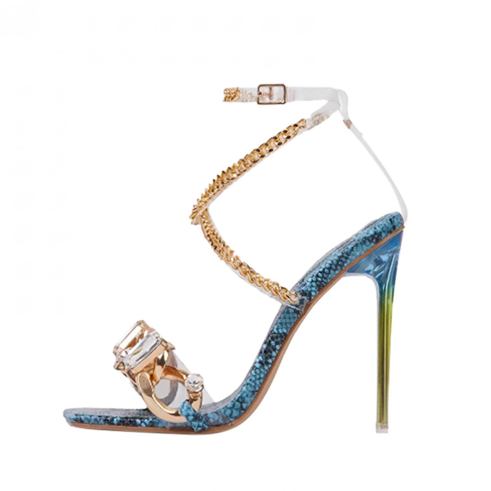 Sexy Women's High Heel Sandals with Ankle Strap & Square Toe - Chunky Heel Dress Pumps for Casual Wear | Perfect for Parties, Weddings & Night Out