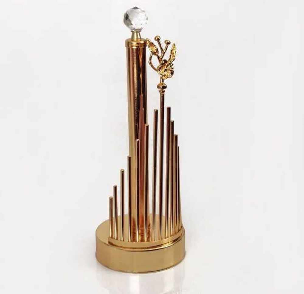 Elegant Rose Crystal Stone Paper Towel Holder - Handmade Golden Tissue Organizer for Bathroom, Kitchen & Toilet | Perfect for Home Decor and Gift Giving