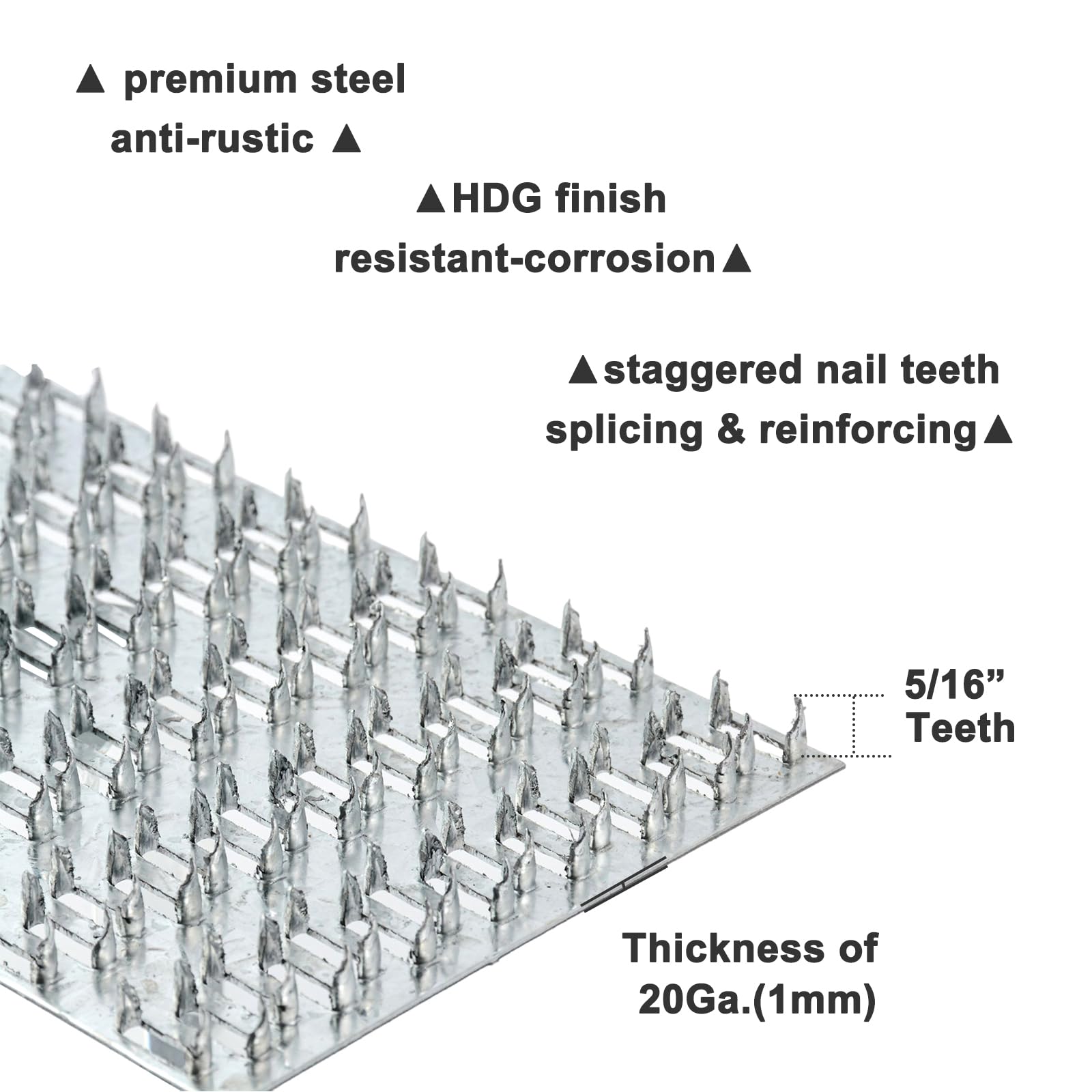 4x8 Pronged Truss Plates with Nail Teeth - Heavy Duty Mending Plates for Roofing & Wood Connectors (10 Pack) - Perfect for DIY Home Construction, Roof Repairs & Wood Framing Projects