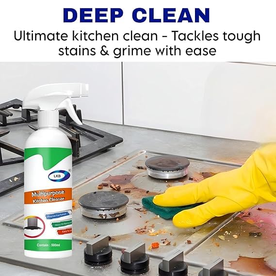 RJ Enterprise Heavy-Duty Kitchen Degreaser Spray - Powerful Oil & Grease Stain Remover for Stove, Oven, Range Hood & Chimney - Non-Toxic, Non-Flammable Cleaning Solution - Perfect for Deep Cleaning Kitchens, Restaurants & Commercial Cooking Areas