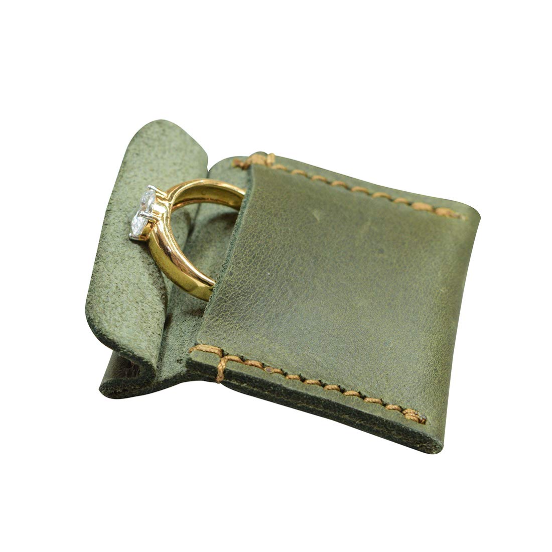 Hide & Drink Wedding Ring Box – Premium Full Grain Leather Engagement Ring Holder for Bride & Groom – Handmade Dark Jade Jewelry Storage Case – Perfect for Ring Bearer, Marriage Travel & Proposal Scenes